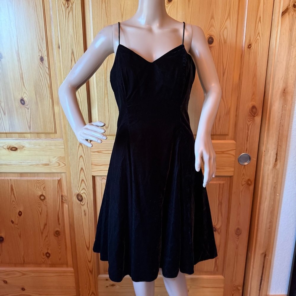 Vintage 90s Niki Black Velvet Mini Dress Formal Petite S PS whimsigoth goth